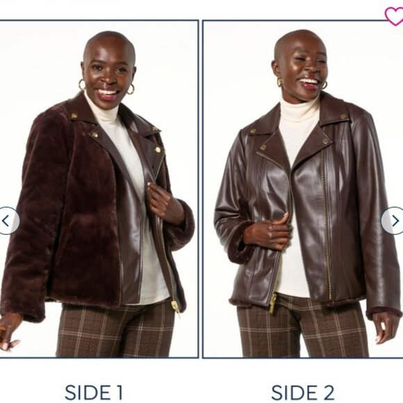 IMAN Global Chic Reversible Faux Fur to Faux Leather Jacket - Size: XL - NWT - Picture 12 of 16